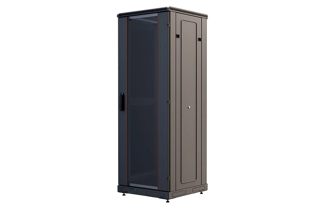 Шкаф телекоммуникационный напольный 19", 27U(600x600), ШТ-НП-М-27U-600-600-С-Ч, передняя дверь стекло, черный ССД