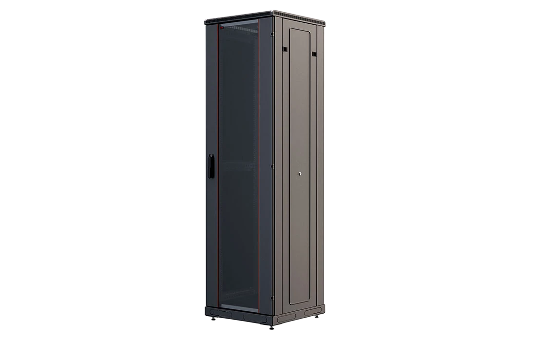 Шкаф телекоммуникационный напольный 19", 42U(600x600), ШТ-НП-М-42U-600-600-С-Ч, передняя дверь стекло, черный ССД