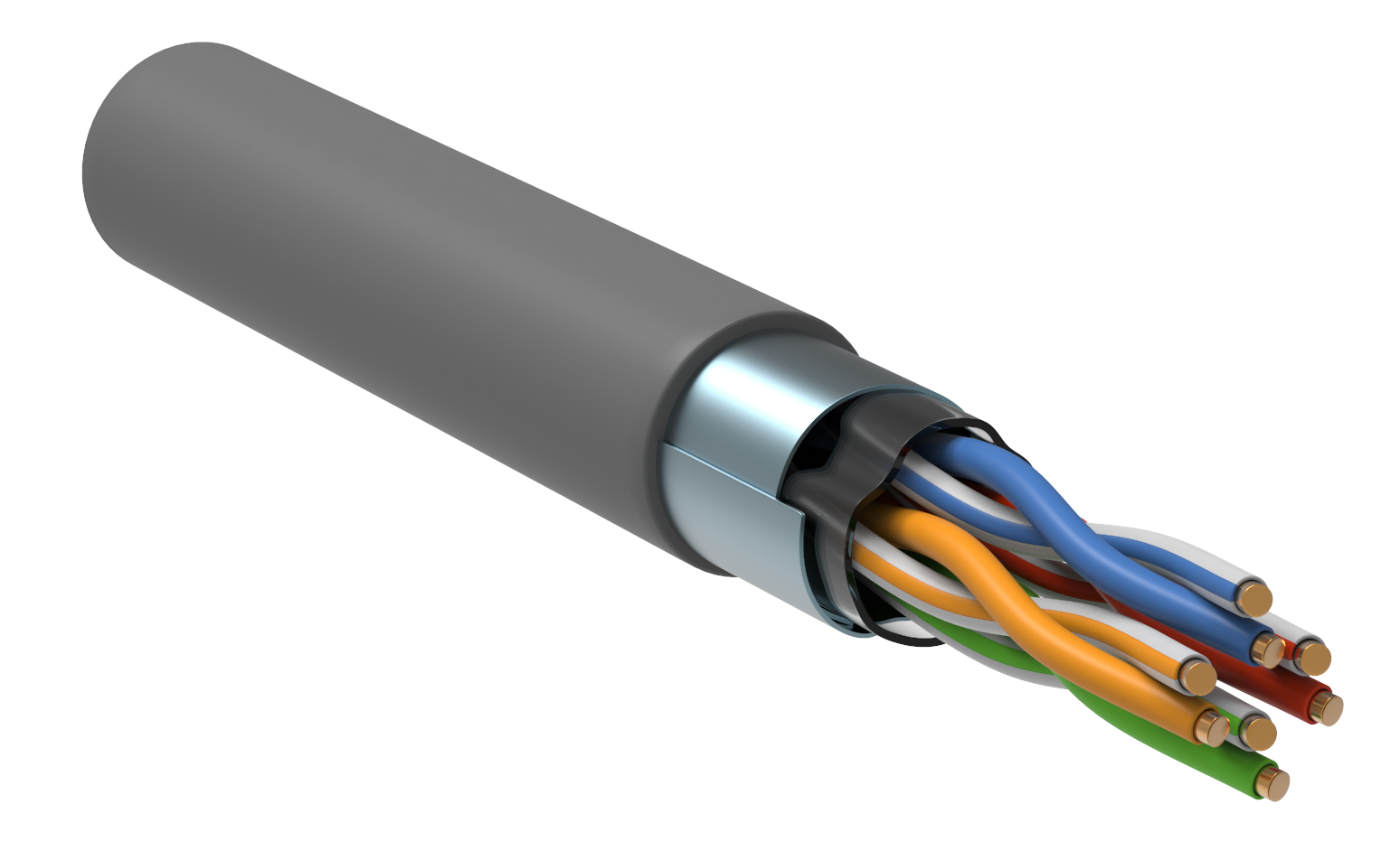 Кабель F/UTP кат. 5E 4х2х24AWG solid PVC серый (305м) внут с экраном